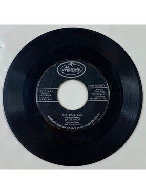 Vintage Mercury Records 45 RPM Vinyl Single Patti Page Old Cape Cod/Wondering